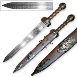 RZYMSKI MIECZ GLADIUS Z POCHWĄ DAMAST DV-1049BK  78,5 cm