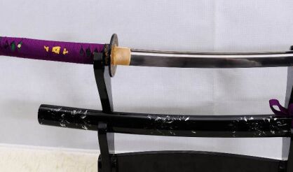 Samurai-Schwert WAKIZASHI, 1095 Kohlenstoffstahl mehrschichtig Damaskus, R827