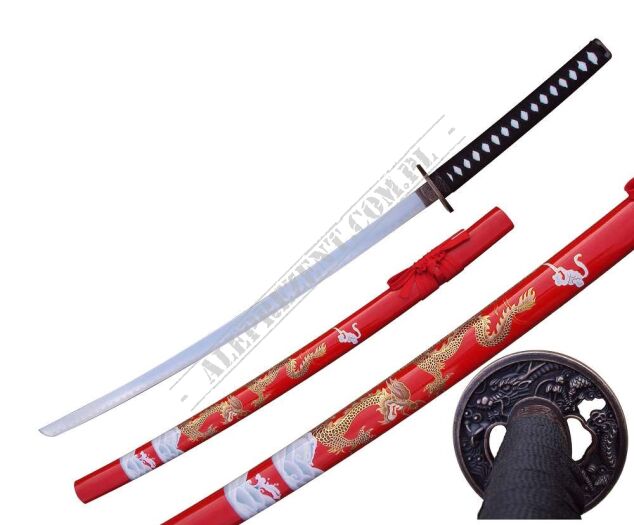 Katana Great Dragon Sword Echtes Metall nicht scharfes Samurai-Schwert aus Stahl mit Scheide zur Dekoration für einen Sammler oder als Geschenk 4KM100-405RD