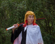 Miecz Wakizashi Krótka Katana Demon Slayer Kyojuro Rengoku's Drewniany 77cm plus Stojak i Pas JT10656-W - 8