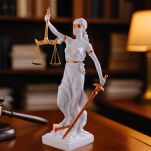 Okazała Biała Temida z wagą i mieczem 31 cm rzeźba symbol sprawiedliwości sygnowana 57 Special Replicas TEM-02 - 4