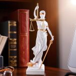Okazała Biała Temida z wagą i mieczem 31 cm rzeźba symbol sprawiedliwości sygnowana 57 Special Replicas TEM-02 - 3