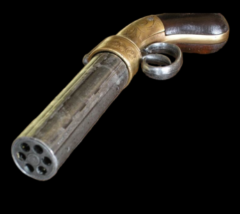 PISTOLET PIEPRZNICZKA SYGNOWANY ALLEN & THURBER 1837r. złoty (K8652-L)