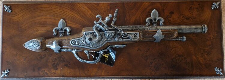 ORIGINAL GEWEHR Steinschloss auf Holzbrett (K1095-51)