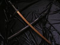 WSPANIAŁA KATANA O NIETYPOWYM OSTRZU - DAMAST + STOJAK TR-026 - 2