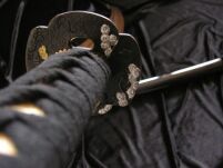 WSPANIAŁA KATANA O NIETYPOWYM OSTRZU - DAMAST + STOJAK TR-026 - 6