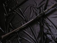WSPANIAŁA KATANA O NIETYPOWYM OSTRZU - DAMAST + STOJAK TR-026 - 7