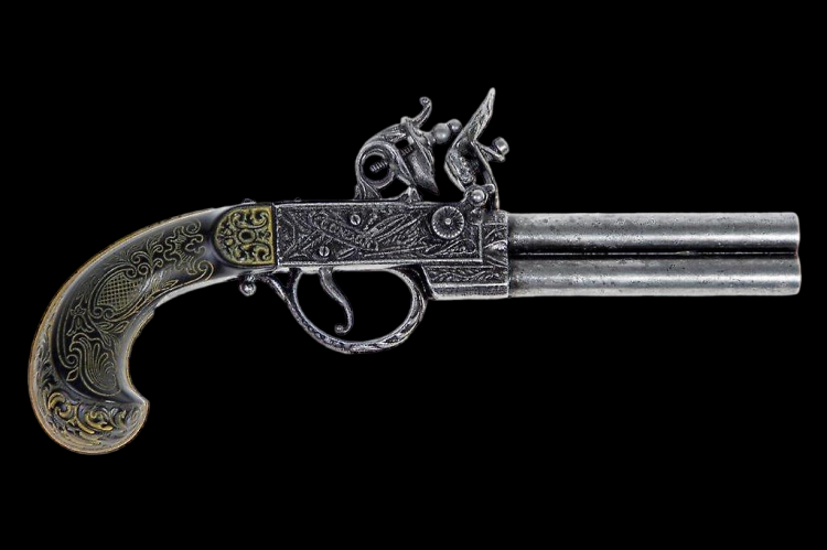 ENGLISH GUN Double Barreled Steinschloss aus dem achtzehnten Jahrhundert (K1114)