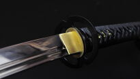 Ekstra Mocny Miecz Katana 61-62 HRC stal 1095 Hartowany Glinką Naturalny Hamon + STOJAK  BL777 - 10