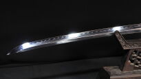 Ekstra Mocny Miecz Katana 61-62 HRC stal 1095 Hartowany Glinką Naturalny Hamon + STOJAK  BL777 - 13