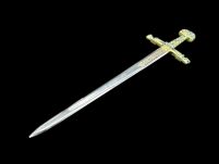 Ekskluzywny NOŻYK DO LISTÓW MINIATURKA HISTORYCZNY MIECZ KAROLA WIELKIEGO 27 CM PLUS STOJAK (06) - 14