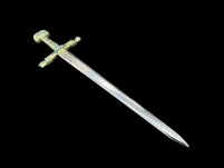 Ekskluzywny NOŻYK DO LISTÓW MINIATURKA HISTORYCZNY MIECZ KAROLA WIELKIEGO 27 CM PLUS STOJAK (06) - 12