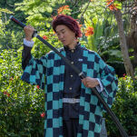 Miecz Wakizashi Krótka Katana Demon Slayer Kamado Tanjirous Drewniany 77cm plus Stojak i Pas JT10650-W - 10