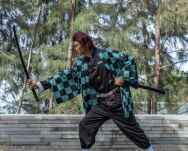 Miecz Wakizashi Krótka Katana Demon Slayer Kamado Tanjirous Drewniany 77cm plus Stojak i Pas JT10650-W - 13