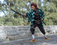 Miecz Wakizashi Krótka Katana Demon Slayer Kamado Tanjirous Drewniany 77cm plus Stojak i Pas JT10650-W - 7