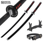 Miecz Wakizashi Krótka Katana Demon Slayer Kamado Tanjirous Drewniany 77cm plus Stojak i Pas JT10650-W - 2