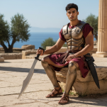 Miecz Grecki Miecz Hoplity Miecz Leonidasa inspirowany 300 Spartan 75 cm z pochwą i pasem ZS9407 - 5