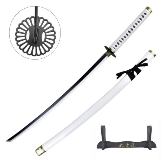 SAMURAJSKI MIECZ KATANA BIAŁA Z POCHWĄ + STOJAK ZS629