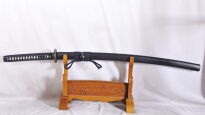 MIECZ KATANA DO TRENINGU LAITO , STAL WYSOKOWĘGLOWA 1065 RĘCZNIE KUTA +STOJAK  R873 - 2