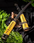 Tachi Schwert Set - Katana Schwert Echt Metall Wakizashi, Tanto - Samurai Schwert aus Stahl - Samurai Schwerter als Anime Deko - Japanisches Sword mit Schwertständer HKS013 - 5