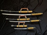 Tachi Schwert Set - Katana Schwert Echt Metall Wakizashi, Tanto - Samurai Schwert aus Stahl - Samurai Schwerter als Anime Deko - Japanisches Sword mit Schwertständer HKS013 - 10