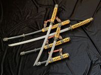 Tachi Schwert Set - Katana Schwert Echt Metall Wakizashi, Tanto - Samurai Schwert aus Stahl - Samurai Schwerter als Anime Deko - Japanisches Sword mit Schwertständer HKS013 - 12