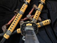 Tachi Schwert Set - Katana Schwert Echt Metall Wakizashi, Tanto - Samurai Schwert aus Stahl - Samurai Schwerter als Anime Deko - Japanisches Sword mit Schwertständer HKS013 - 8