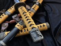 Tachi Schwert Set - Katana Schwert Echt Metall Wakizashi, Tanto - Samurai Schwert aus Stahl - Samurai Schwerter als Anime Deko - Japanisches Sword mit Schwertständer HKS013 - 11