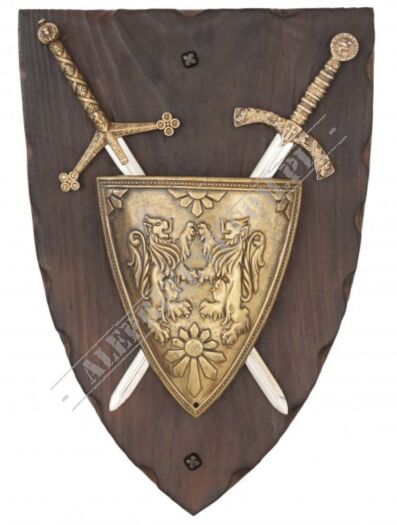 Historyczna rycerska panoplia herbowa 2 miecze 579