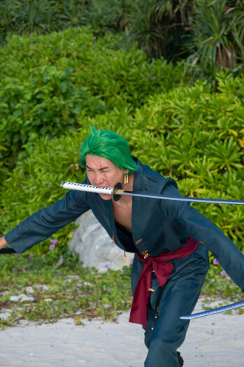 Miecz Wakizashi Krótka Katana Roronoa Zoro Wado Lchimonji One Piece Drewniany 77cm plus Stojak i Pas JT10512-W