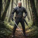 Duży miecz Geralta z pochwą i pasem 126 cm inspirowany Wiedźmin the Witcher dekoracyjny 9323 - 3