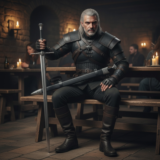 Duży miecz Geralta z pochwą i pasem 126 cm inspirowany Wiedźmin the Witcher dekoracyjny 9323