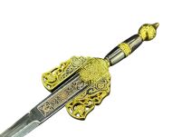 NOŻYK DO LISTÓW MINIATURKA HISTORYCZNY MIECZ CHIŃSKI JIAN 27 CM PLUS STOJAK (05) - 11