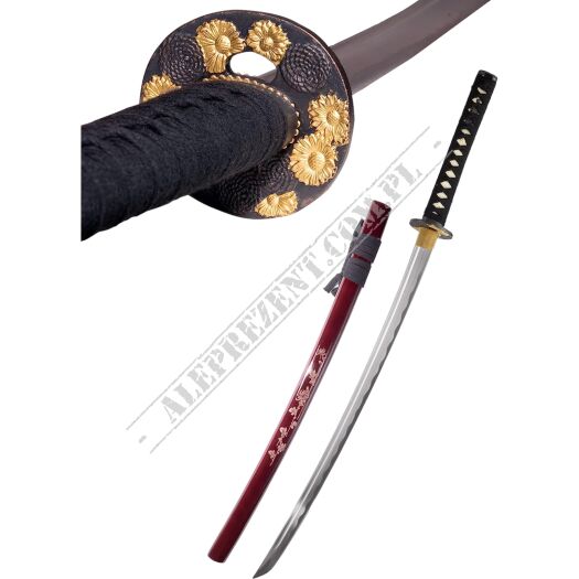 Katana Rot Schwert Scharf Echt Zum Training Metall Stahl 1045 Handgravierte Scheide Samurai 100% Handarbeit nur für Erwachsene - 18 Jahre erforderlich DS034