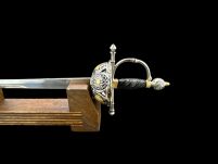 EKSKLUZYWNY NOŻYK DO LISTÓW WSPANIAŁY RENESANSOWY RAPIER 27 cm ZE STOJAKIEM (11) - 6
