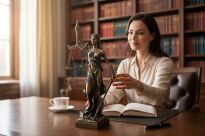 Okazała Temida z wagą i mieczem 31 cm rzeźba brąz symbol sprawiedliwości sygnowana 57 Special Replicas TEM-01 - 3