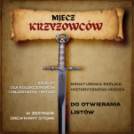 Ekskluzywny NOŻYK DO LISTÓW MINIATURKA HISTORYCZNY MIECZ KRZYŻOWCÓW ZE STALI TOLEDAŃSKIEJ 27 CM PLUS STOJAK (12) - 2