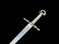 Ekskluzywny NOŻYK DO LISTÓW MINIATURKA HISTORYCZNY MIECZ KRZYŻOWCÓW ZE STALI TOLEDAŃSKIEJ 27 CM PLUS STOJAK (12) - 14