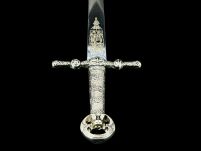 Ekskluzywny NOŻYK DO LISTÓW MINIATURKA HISTORYCZNY MIECZ KRZYŻOWCÓW ZE STALI TOLEDAŃSKIEJ 27 CM PLUS STOJAK (12) - 15