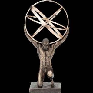 Rzeźba Klęczący tytan ATLAS ze sklepieniem niebieskim na plecach VERONESE WU77585A1