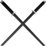 SATZ AUS 2 NINJA-SCHWERTERN MIT NYLONSCHEIDE UND GÜRTEL HK-1456 Katana Schwert Echt Metall - 3