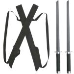 SATZ AUS 2 NINJA-SCHWERTERN MIT NYLONSCHEIDE UND GÜRTEL HK-1456 Katana Schwert Echt Metall - 8