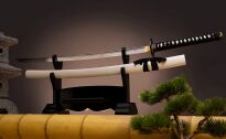 PROF MIECZ PRAWDZIWY HAMON KATANA TRENINGOWY STAL 1045  + STOJAK SW-9254 - 6