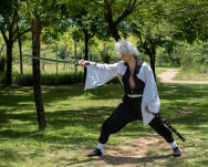 Miecz Wakizashi Krótka Katana Demon Slayer Sanemi Shinazugawa's Drewniany 77cm plus Stojak i Pas JT10657-W - 8