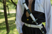 Miecz Wakizashi Krótka Katana Demon Slayer Sanemi Shinazugawa's Drewniany 77cm plus Stojak i Pas JT10657-W - 2