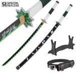 Miecz Wakizashi Krótka Katana Demon Slayer Sanemi Shinazugawa's Drewniany 77cm plus Stojak i Pas JT10657-W - 3