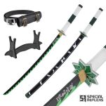 Miecz Wakizashi Krótka Katana Demon Slayer Sanemi Shinazugawa's Drewniany 77cm plus Stojak i Pas JT10657-W - 4
