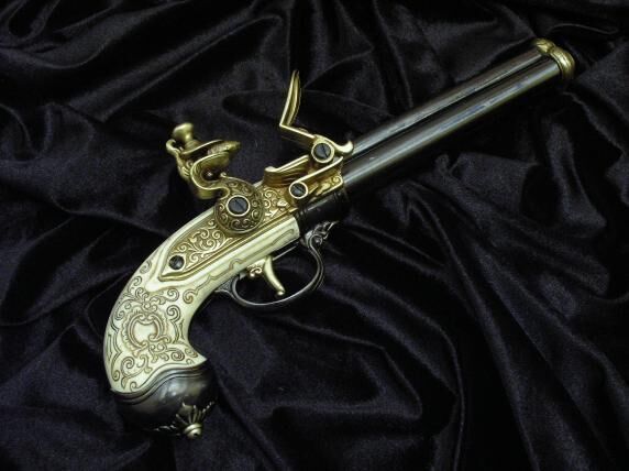 WŁOSKI TRZYLUFOWY PISTOLET SKAŁKOWY 1680r. (1016-L)
