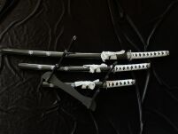 ZESTAW KATANA WAKIZASHI TANTO ZE STOJAKIEM 5KM28-3PCBK - 5