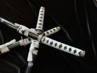 ZESTAW KATANA WAKIZASHI TANTO ZE STOJAKIEM 5KM28-3PCBK - 4
